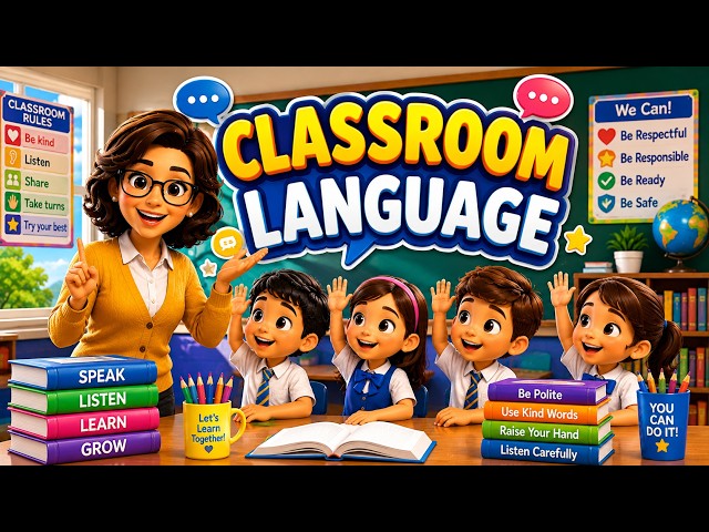 Classroom Language for Kids | Learn Everyday English Expressions | Animated Video