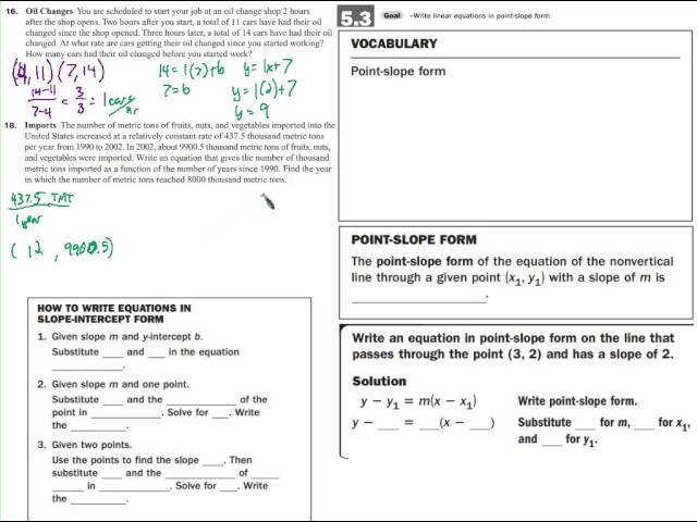 5.2 & 5.3 HW help: Writing equations of lines (including point slope form)