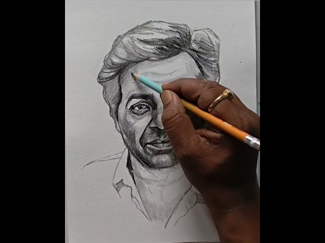 Actor suny Deol portrait drawing with the Loomis method // portrait drawing tutorial for beginners