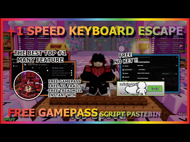 +1 SPEED KEYBOARD ESCAPE Script Pastebin 2026 AUTO FARM, AUTO WIN & SPEED, FREE GAMEPASS (NO KEY) 🏆⚡