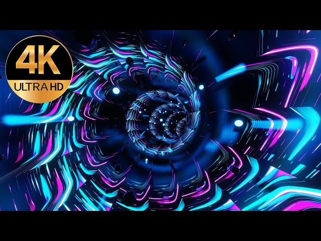 10 Hour 4k TV Relaxing Tunnel screensaver metallic Blue Pink Neon lights Abstract background video