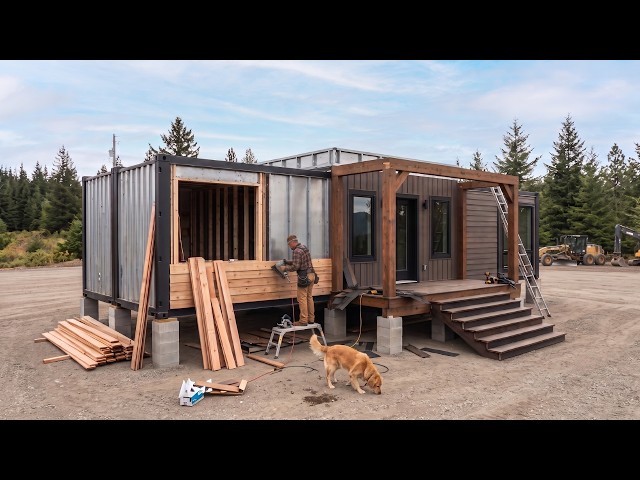 He Built an Off-Grid Cabin from 2 Shipping Containers... ALONE | Full Build | @GrumpyToadCreations