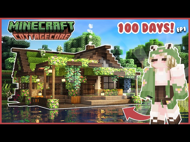NEW WORLD! 🍂 Cozy Starter Cottage 🧸 100 Days of Cottagecore Minecraft 🍄 Ep 1