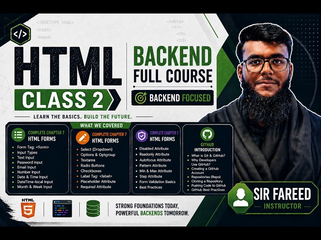 HTML Class 2 | Complete Chapter 7: HTML Forms + GitHub Introduction | Backend Full Course