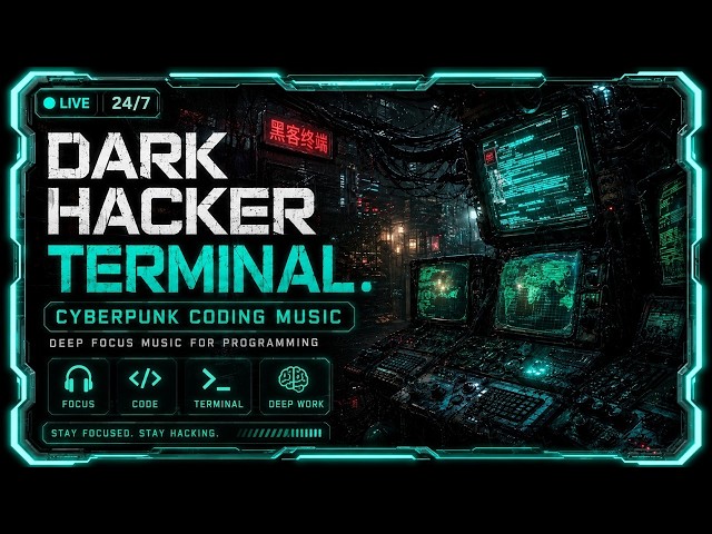 Dark Hacker Terminal | Deep Focus Hacker Music | Coding Music for Programming