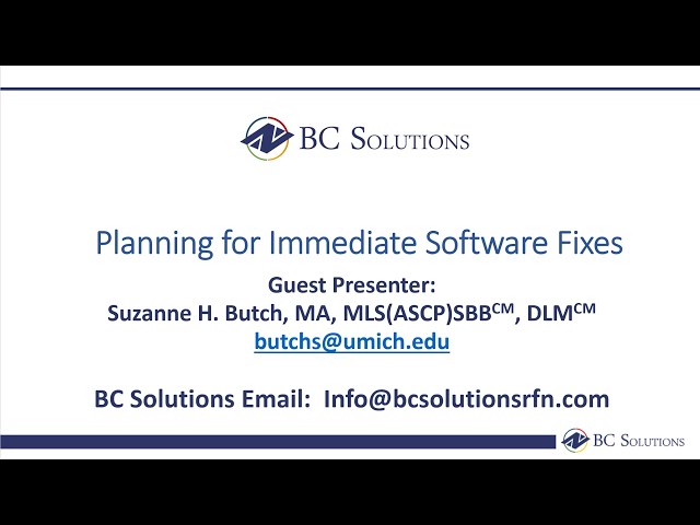 Planning for Immediate Software Fixes