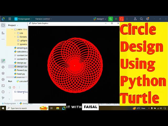 Circle Design Using Python Turtle Graphics | Easy Python Coding Drawing Art For Beginners