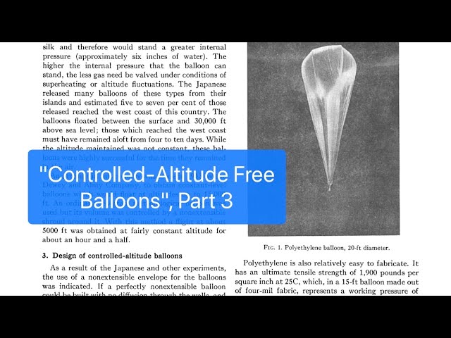 Balloons, on Paper: Controlled-Altitude Free Balloons, 1947. PART 3