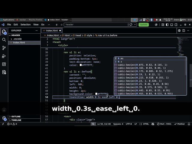 building a responsive navbar using html and css No talking ASMR coding