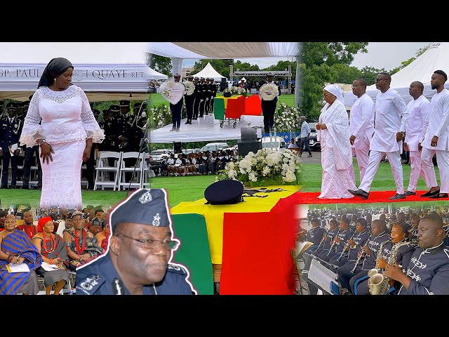 Emotional😢Vice Prez.Naana Jane Opoku arrives at Former IGP Paul Quaye Rtd funeral+ she Laid a Wreath