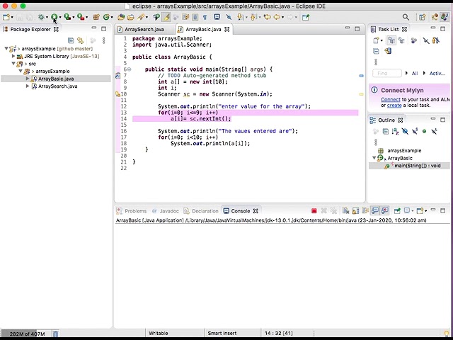 1-D Array Scanning and printing in Java