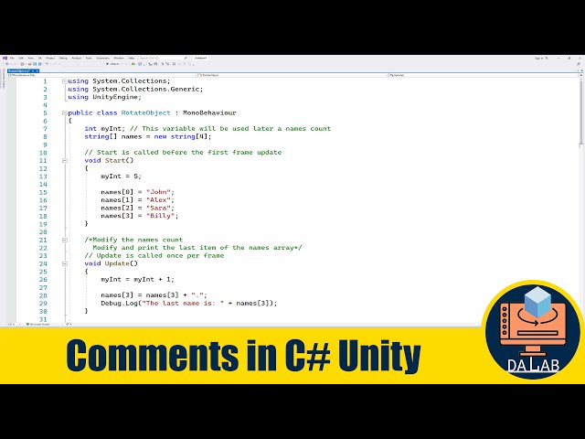 Comments in C# Code in Unity