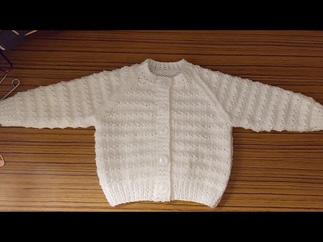 #146  16ins Moss Stitch Stripe Baby  Cardigan Full Tutorial, Sheila's Just Knitting