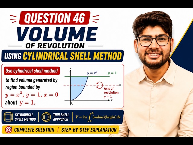 46 Cylindrical Shell Method Explained | Complete Volume of Revolution Problem | By Dr. Hitesh Kumar