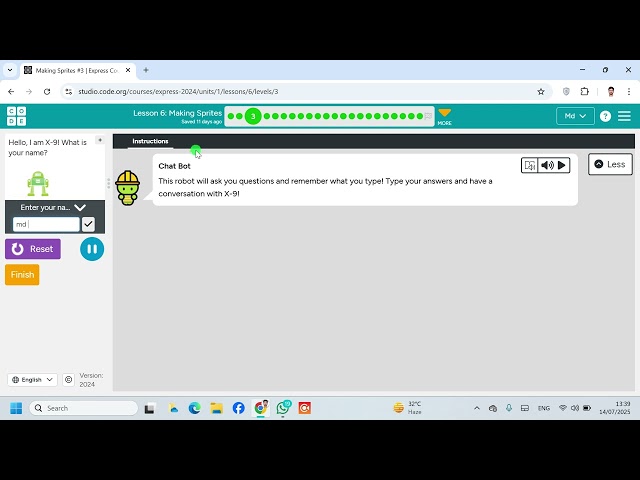 Lesson 6 Making Sprites 3 |Express Course 2024|code.org #Coding #Gmaing #Website #Viral