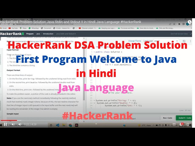 #1 HackerRank   First Program Welcome to Java DSA  Problem Solution  in Hindi  in Java #HackerRank