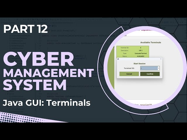 Cyber Management System GUI in Java Swing - Terminals View (Part 12)