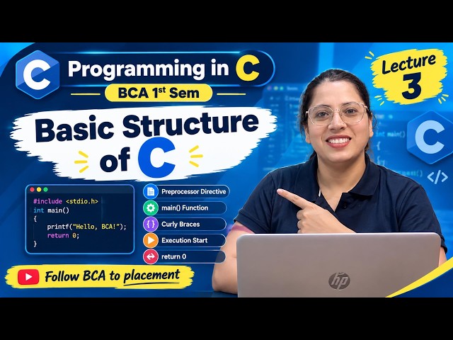Basic Structure of C Program Explained | Lecture 3 | Programming in C | BCA 1st Sem
