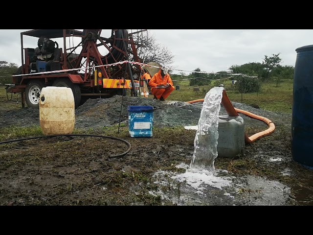 Process of pumping test on a newly drilled borehole