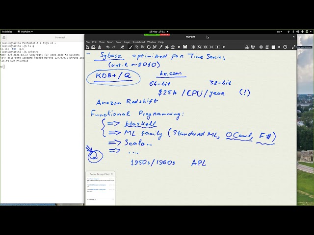 Time Series DataBases (Q / KDB+), Lecture 15 May 2020