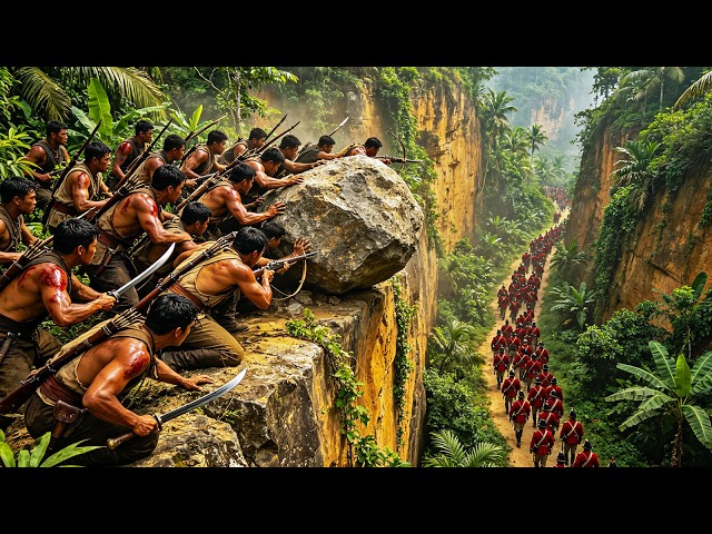 Cliff Ambush! Villagers Crush Invaders With Boulders - Top 4K War Action Film #hollywood