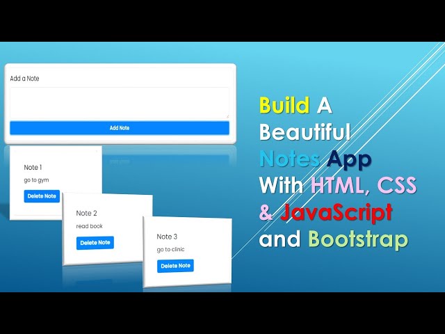 Build a Beautiful Notes App with HTML, CSS & JavaScript  | Bootstrap UI Design