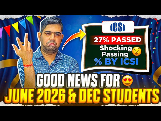 Shocking Results by ICSI| 27% passing %| Good news for June 2026 and December 2026 CS students