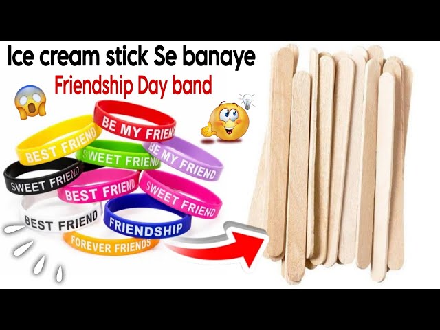 Friendship Day band/Ice cream stick Se banaye Frendship day band 🥰/Friendship day gift #diy#craft