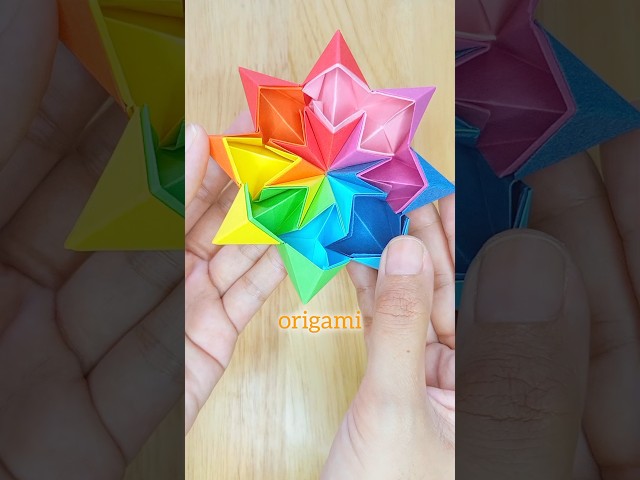 Rotating forever! DIY origami infinity star 🌟☀🌈 #origami #tutorial  #shorts