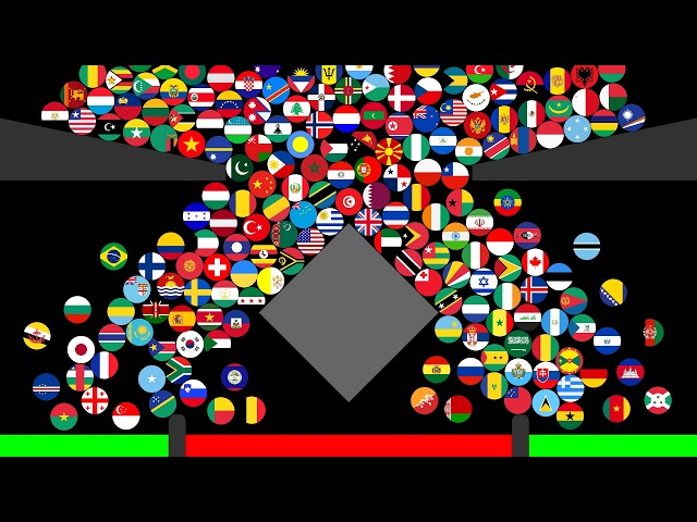 ALL 195 Countries Marble Race in Algodoo