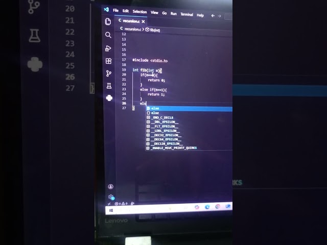 Fibonacci sequence using recursion concept : C programming 