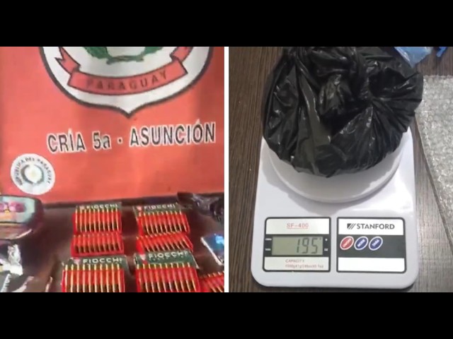 War ammunition and drugs seized during an operation in La Chacarita