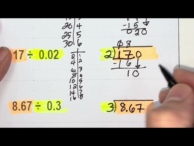 Elmhorst Math Lesson Dividing Decimals