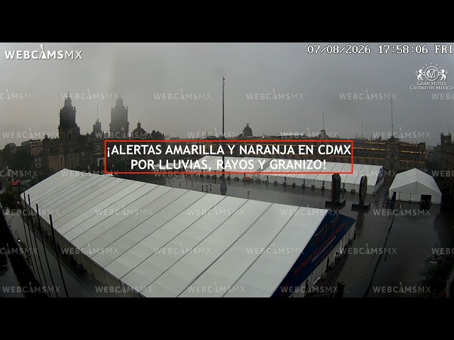 ⚠️ #CDMX | ¡Alerta amarilla: #Lluvia, #rayos y #granizo! #Zócalo #EnVivo