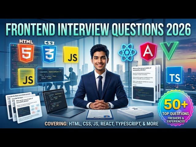 Top Front-End Developer Interview Questions & Answers 2026 | HTML CSS JavaScript React | Freshers
