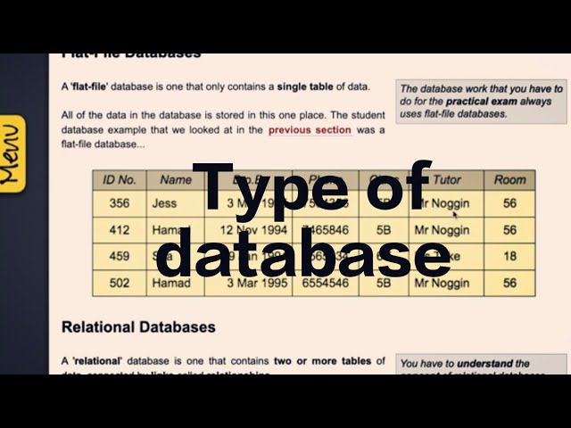 IGCSE ICT types of databases