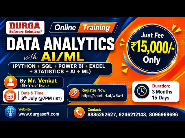 DATA ANALYTICS with AI/ML Online Training @ DURGASOFT