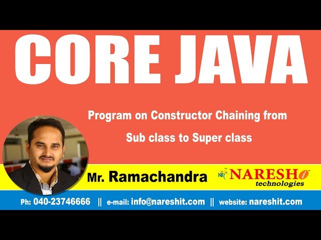 Core Java Tutorials | Program on Constructor chaining from Subclass to super class | Mr.Ramachandra