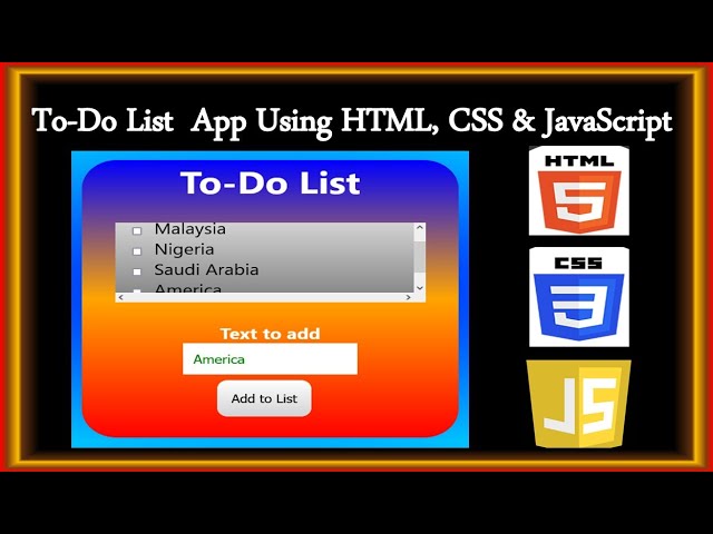 HTML, CSS & JavaScript Tutorials | To-Do List App In HTML, CSS & JavaScript