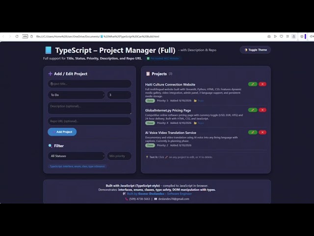 📘 What This TypeScript App Demonstrates by Gesner Deslandes