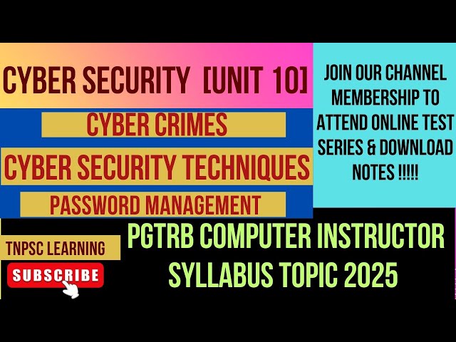 Cyber Security (unit 10) Part 1 [PGTRB Computer Instructor syllabus topics 2025]