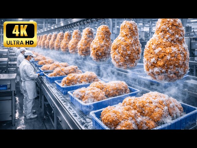 How Efficient is a Modern Fried Chicken Production Line, Really! (Full Process)