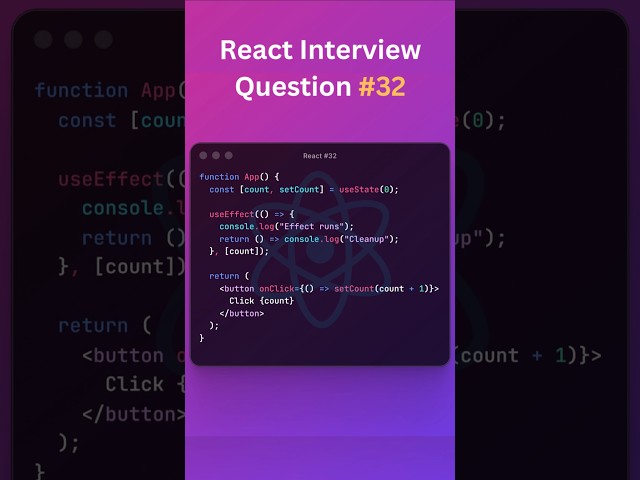 | useEffect Hook React interview question | #reactjs #frontend #javascript #webdev #webdeveloper