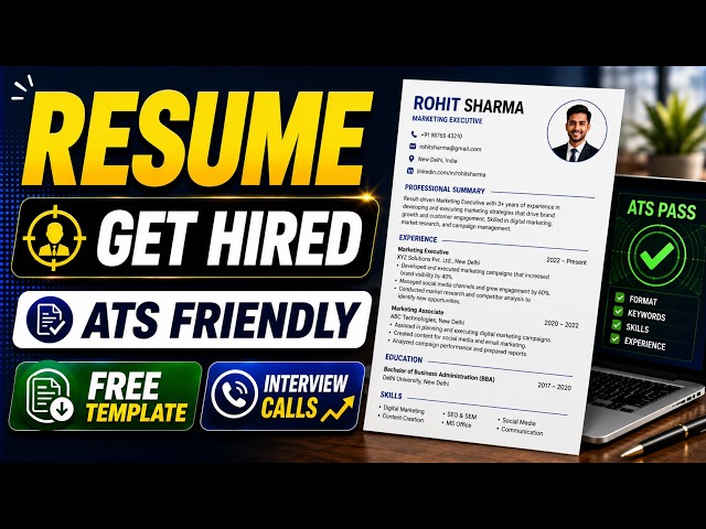 Resume Kaise Banaye 2026🔥| ATS Friendly Resume | Free Template | Get More Interview Calls