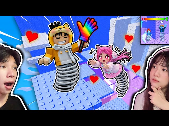 Legs Turn into Springs to Climb the Tower with My Girlfriend 😱 Crazy and Kemy Spring Tower Roblox ⚙️