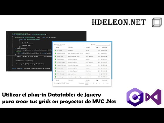 Utilizar el plug-in Datatables de Jquery para crear tus grids en proyectos de C# Mvc .Net