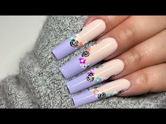Floral Nails | Gel-X Nails | Tapered Square Nails | Pop Off Method For Beginners
