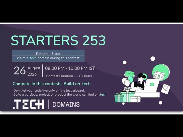 STARTERS 253 || Codechef contest LIVE  || #codechef #coding #programming #contest