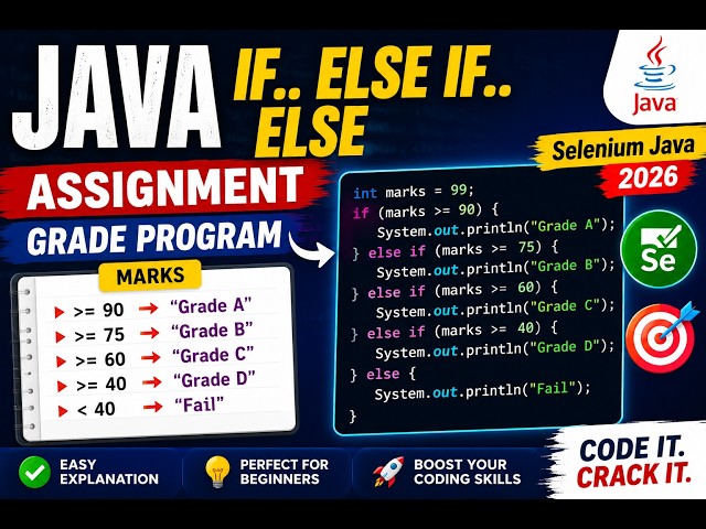 183. Assignment - Solve a program using if .. else if .. else statement in Java (Selenium Java 2026)
