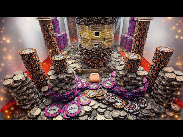 Massive golden structure tower high limit coin pusher